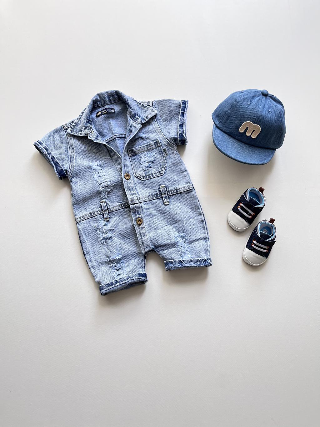 رامپر جین پل دار آبی روشن ۲۰۳۳