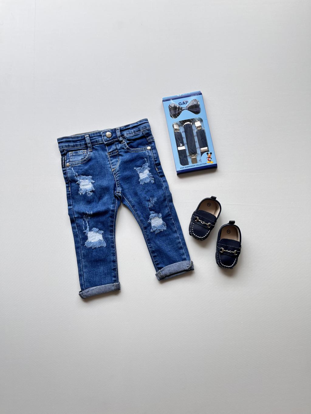 شلوار جین سرمه ای زاپ دار ۷۰۳۱